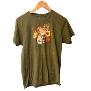 Fall Floral Pumpkin Spice T-Shirt‎ Women’s Medium Short Sleeve